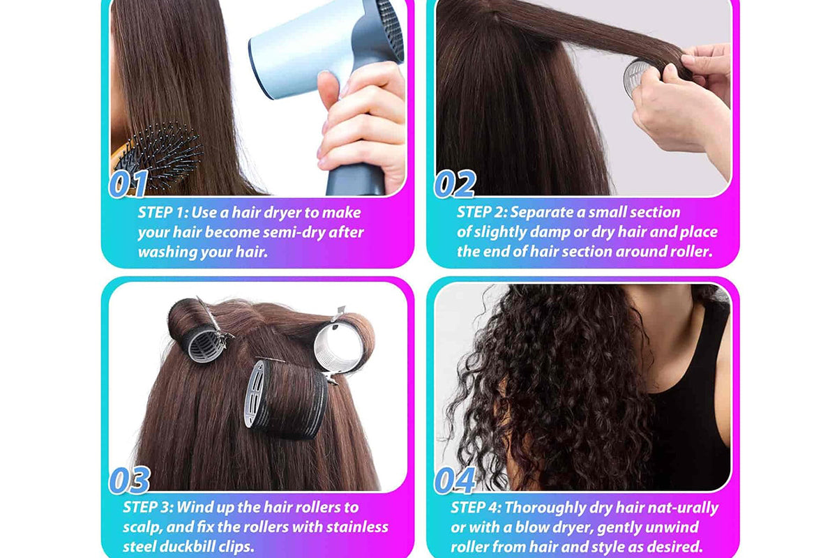 Hair Curlers Set 24Pcs Hair Rollers Self Grip Hair Rollers with 24 Clips