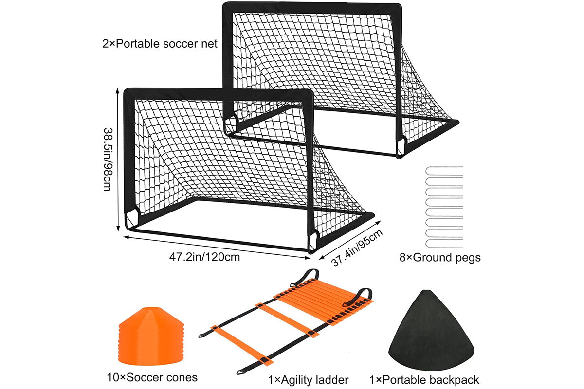Soccer Goal Football Net Set Sports Training Practice Metal Frame Mesh