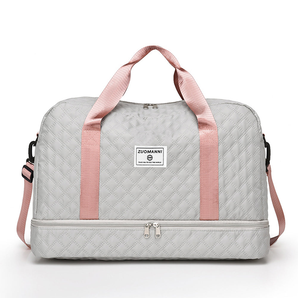 Large Capacity Travel Duffel Bag Versatile Shoulder Crossbody Weekender Bag with Shoe Compartment Grey