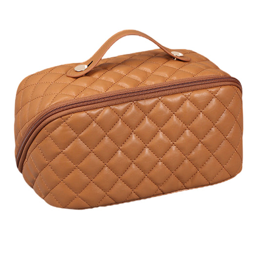 Women Cosmetic Bags Travel Cosmetic Bag For Women PU Leather Skincare Bags Toiletry Bag -Brown