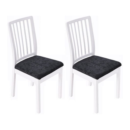2Pcs Velvet Dining Chair Seat Covers Stretch Chair Seat Cushion Cover -Black
