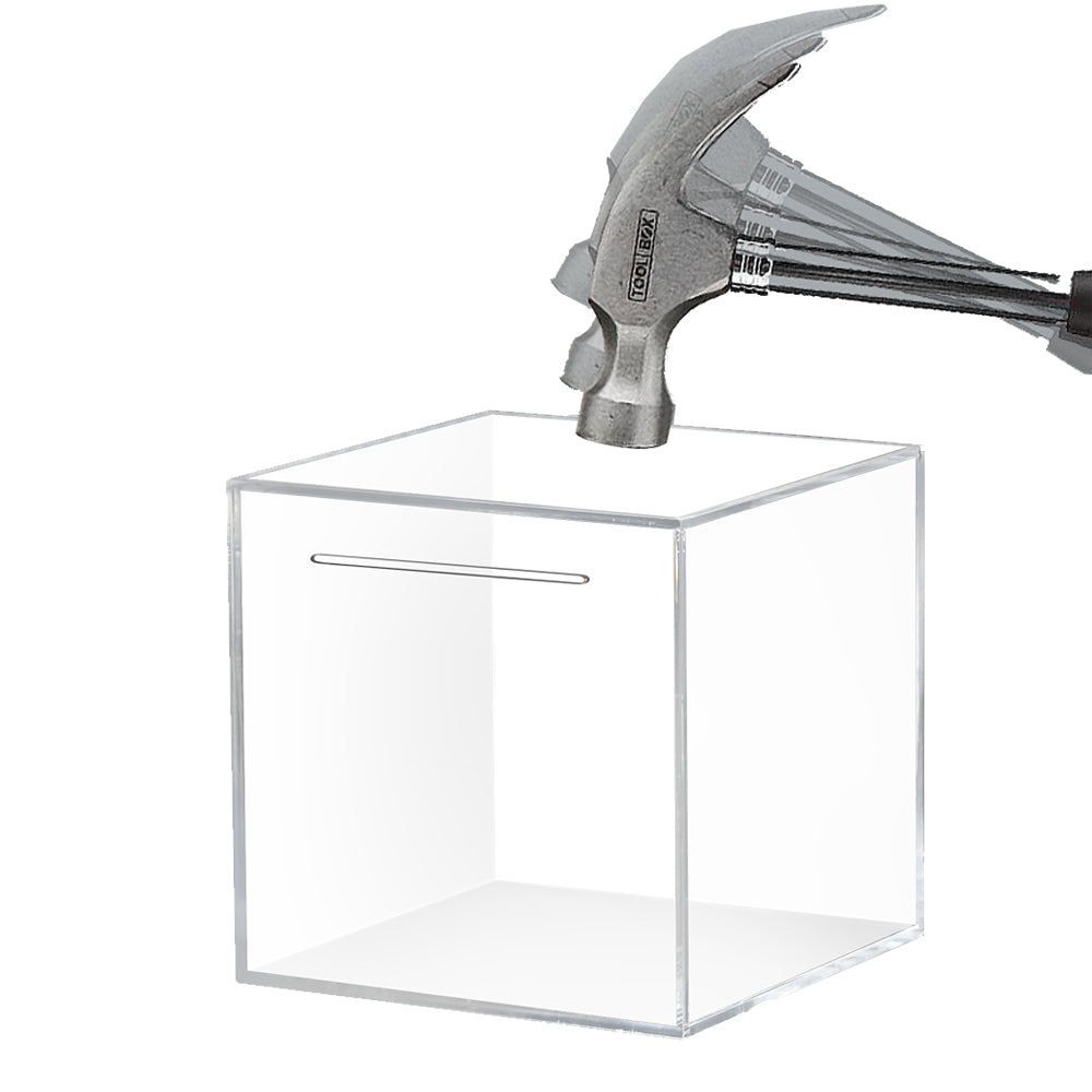 Clear Acrylic Piggy Bank Must Break to Open Money Box