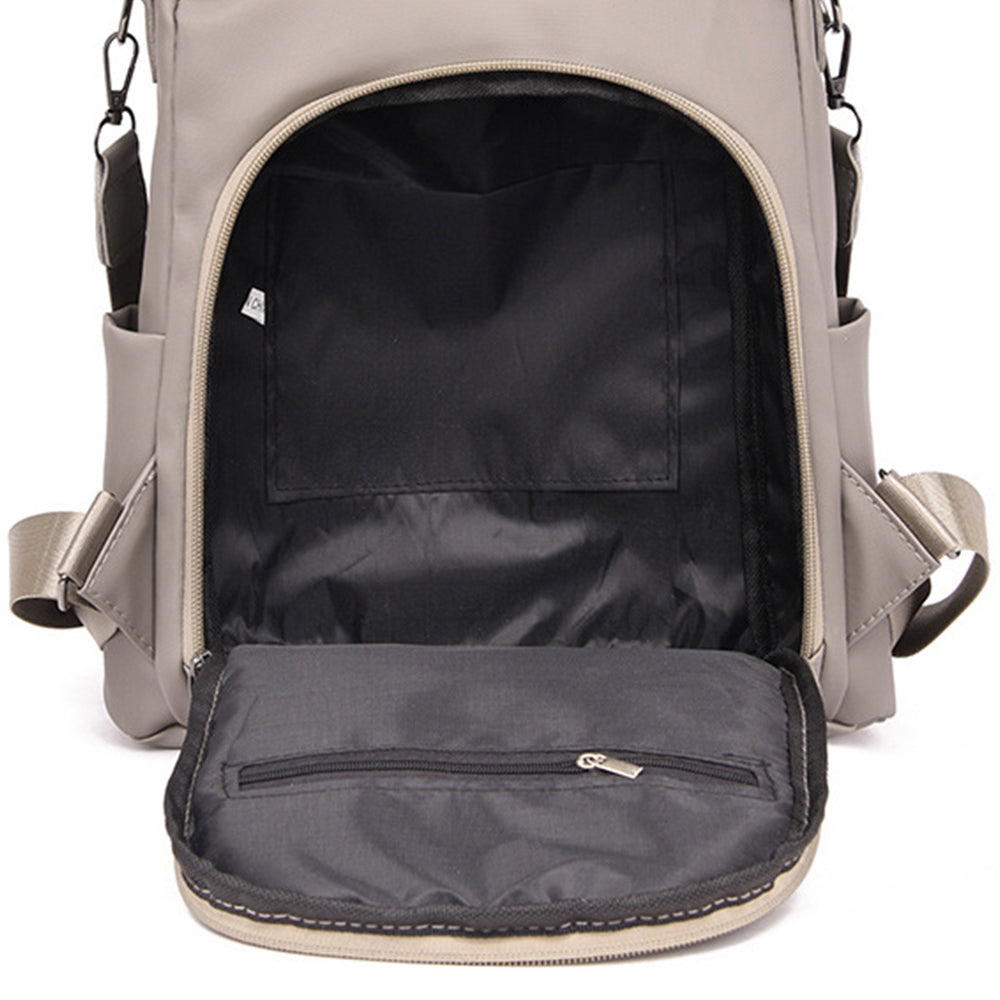 3-in-1 Womens Water-Resistant Backpack Anti-theft Rucksack Travel Shoulder Bag Khaki