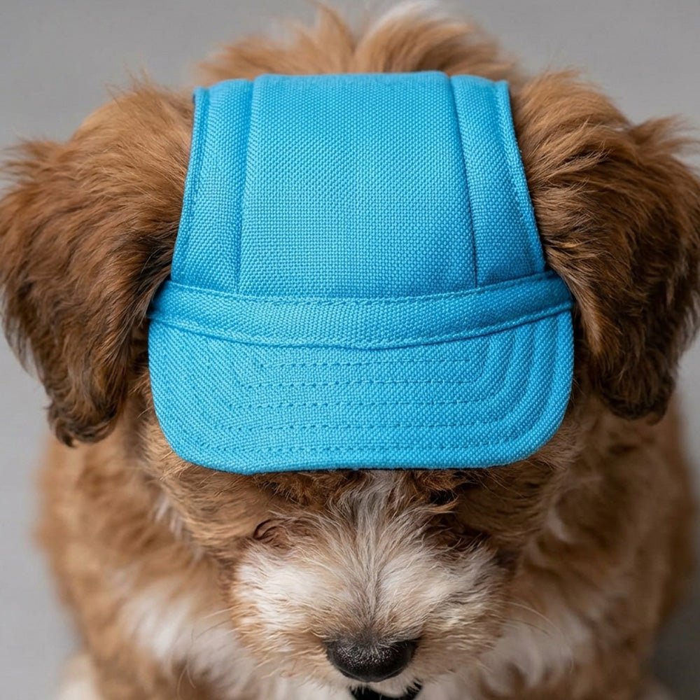 Dog Cat Pet Baseball Cap with Ear Holes and Adjustable Strap - Blue