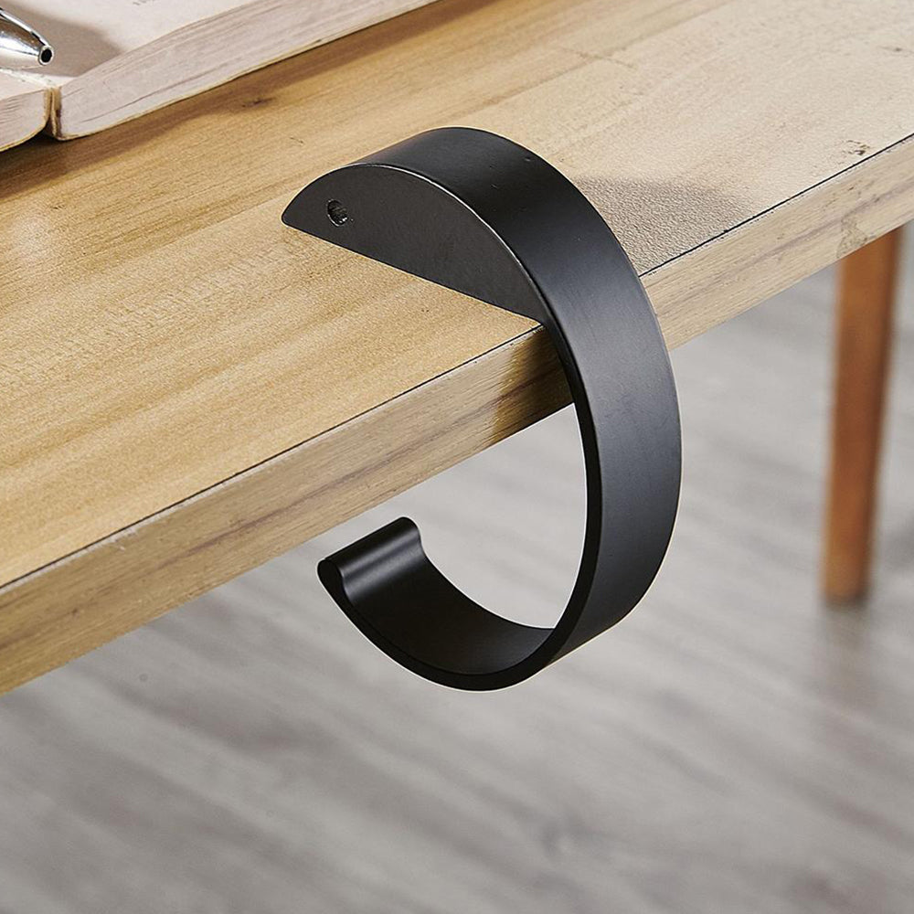 Set of 2Pcs C-Shape Hooks Purse Handbag Hangers for Table Desk Black