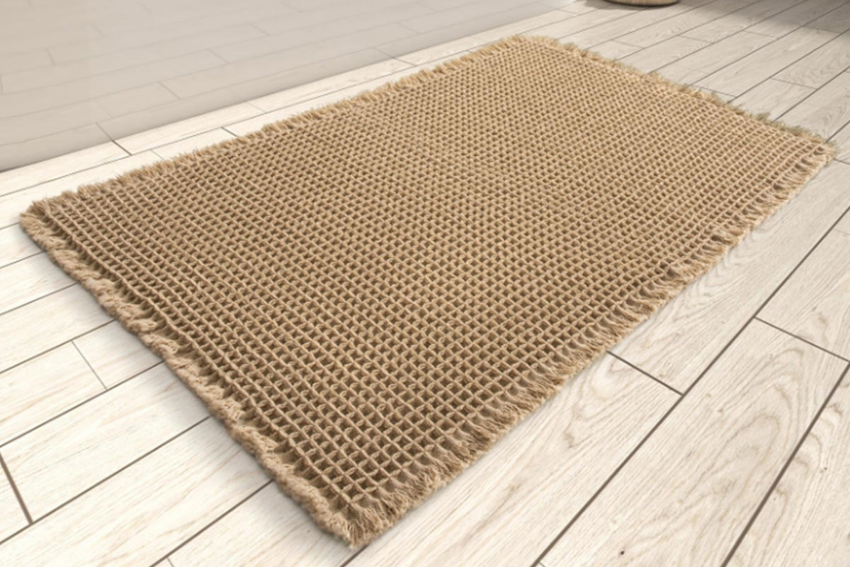 Waffle Bath Mat Cushioned Non Slip Bathroom Rug for Floor Standing Mat-Brown