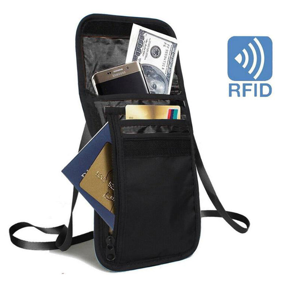 RFID-Blocking Wallet Travel Security Passport Card Holder Anti-Theft Pouch