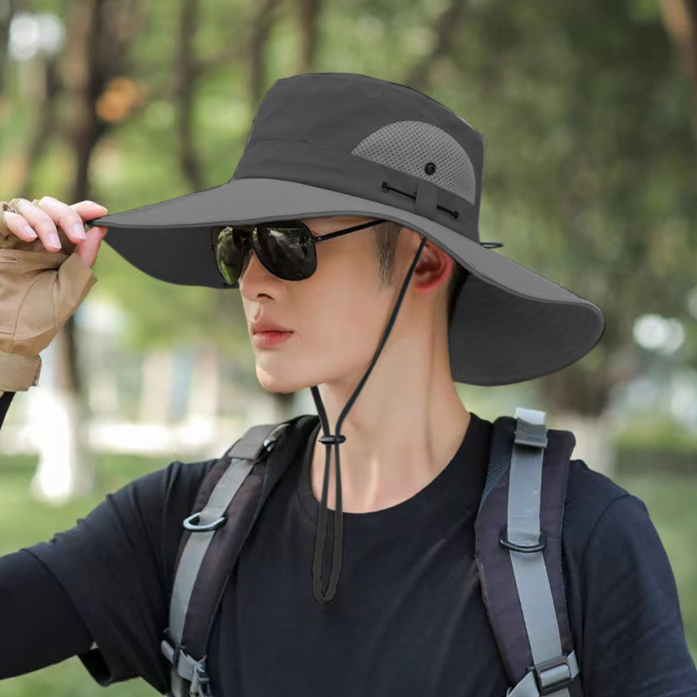 Unisex Sun Hats Boonie Hat Wide Brim Fishing Hiking Outdoor Hat Grey