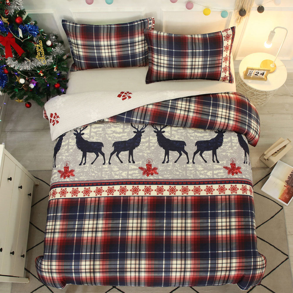 Christmas Pattern Bedding Set Xmas Style Duvet Cover Pillowcase  Home Decor Style 1