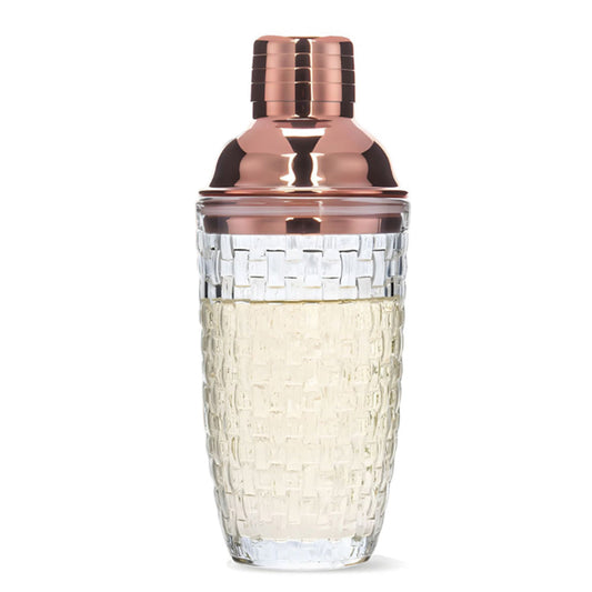 Glass Cocktail Shaker Leakproof Drinks Shaker with Steel Lid Ice Shaker for Home and Bar Use Rose Gold