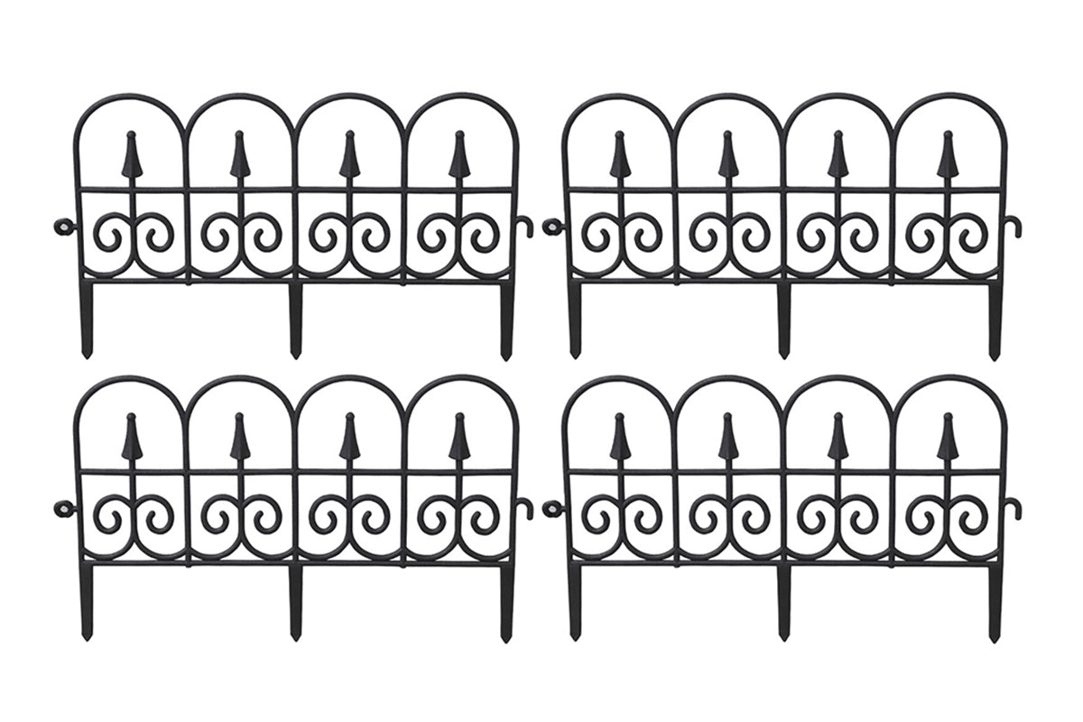 4 pcs Garden Plastic Fence Border Edging Panel Lawn Covers Yard-Black