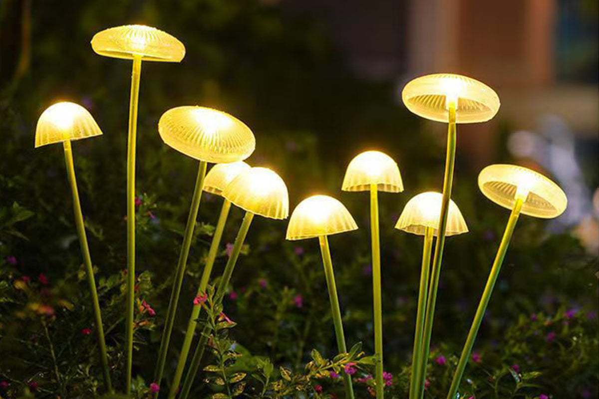 2Pcs Outdoor Solar Mushroom Lights Solar Pathway Lights Solar Mushrooms Lamps -Multicolor Lights