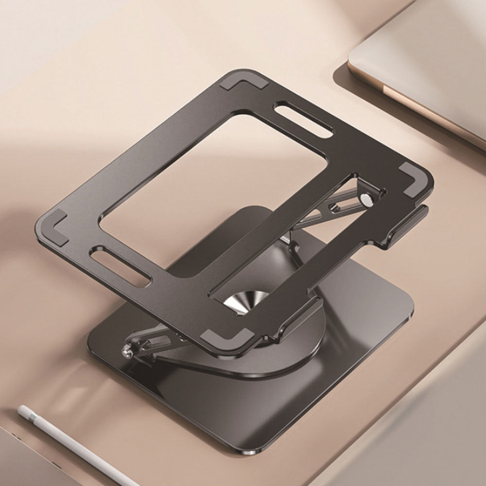 Adjustable Laptop Desktop Stand with 360-Degree Rotating Base Ergonomic Laptop Riser for 10-17in Laptops Black