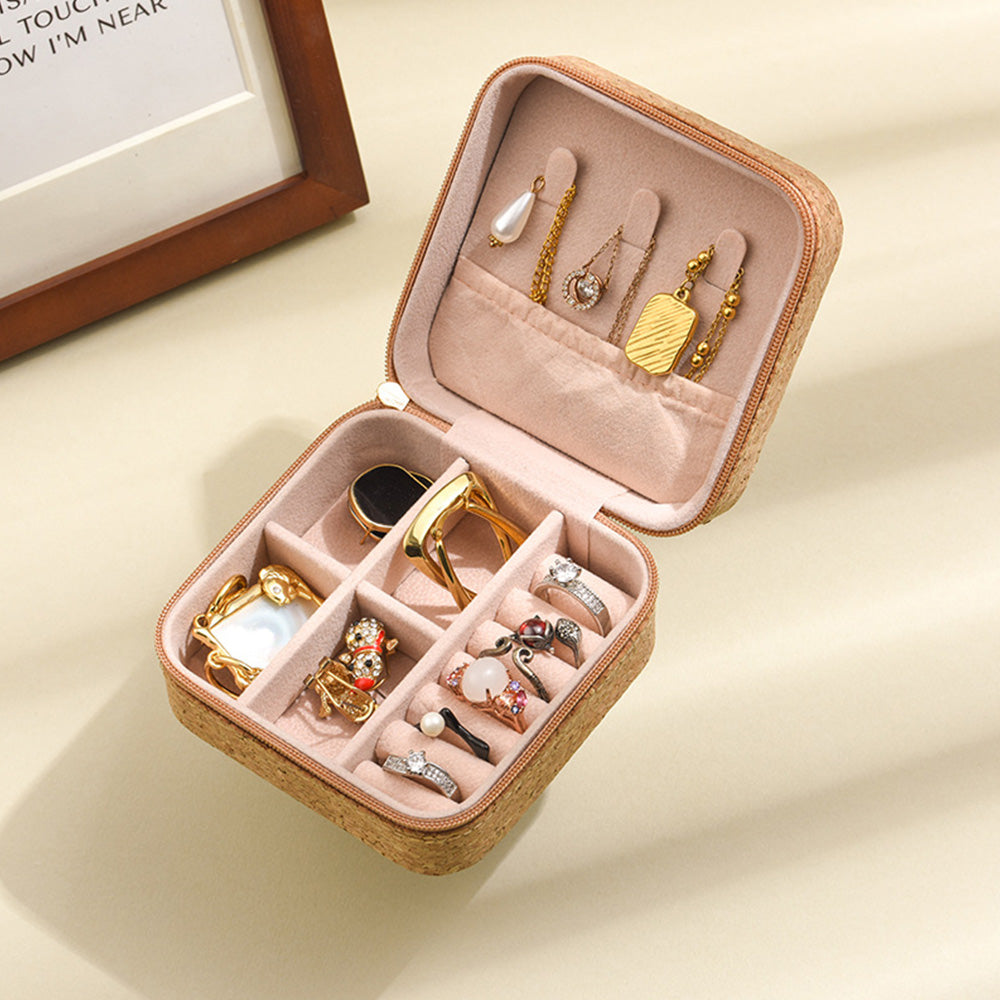 Portable Travel Jewellery Box Organizer PU Wooden Ornaments Jewelry Storage Case Style 2