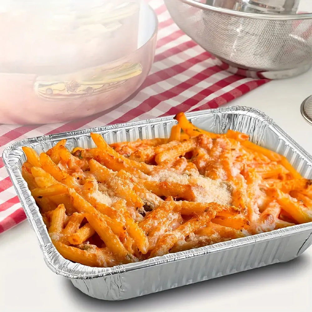 10Pcs Aluminum Foil Pans with Lids BBQ Dish Food Storage Tray for Baking Picnic Cooking