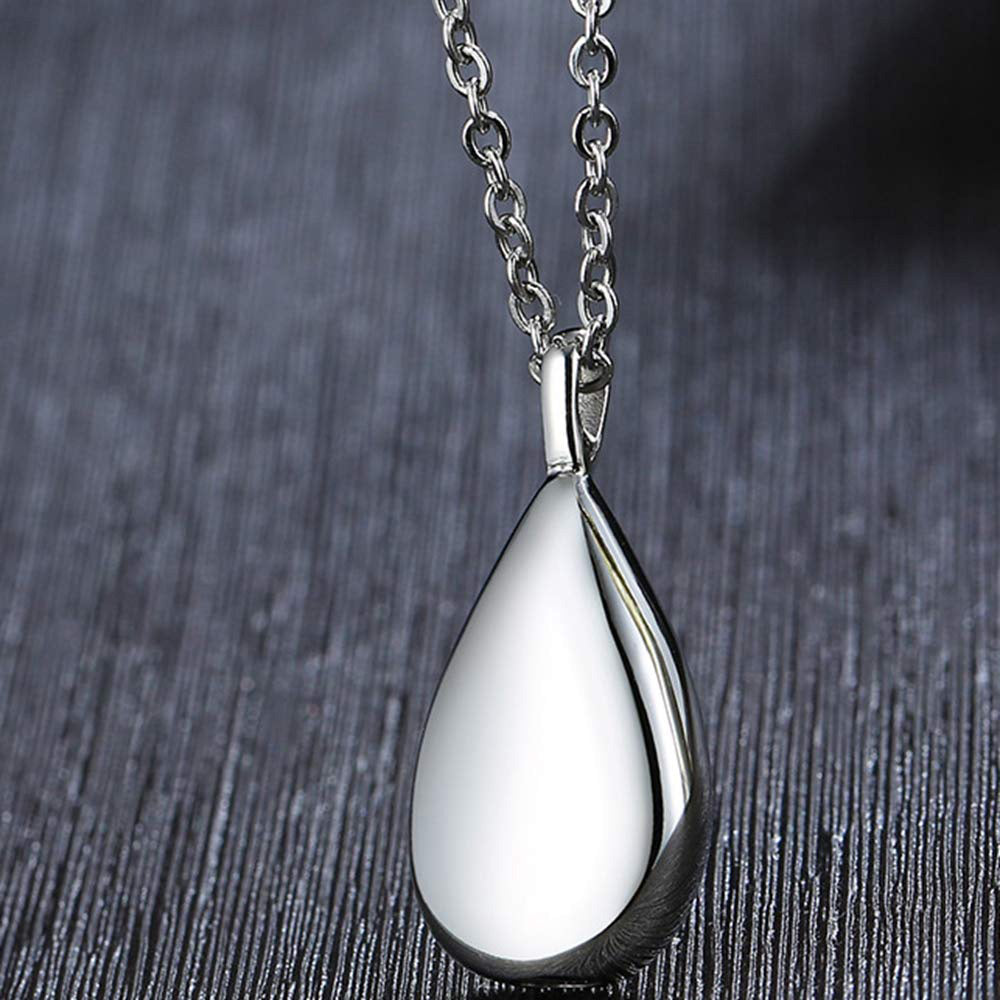 Stainless Steel Teardrop Cremation Pendant �Keepsake Memorial Necklace Sliver