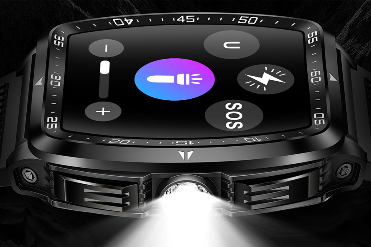 Military Smart Watch for Men Heart Rate Sleep Monitor IPX8 Waterproof for Android iOS -Black and White