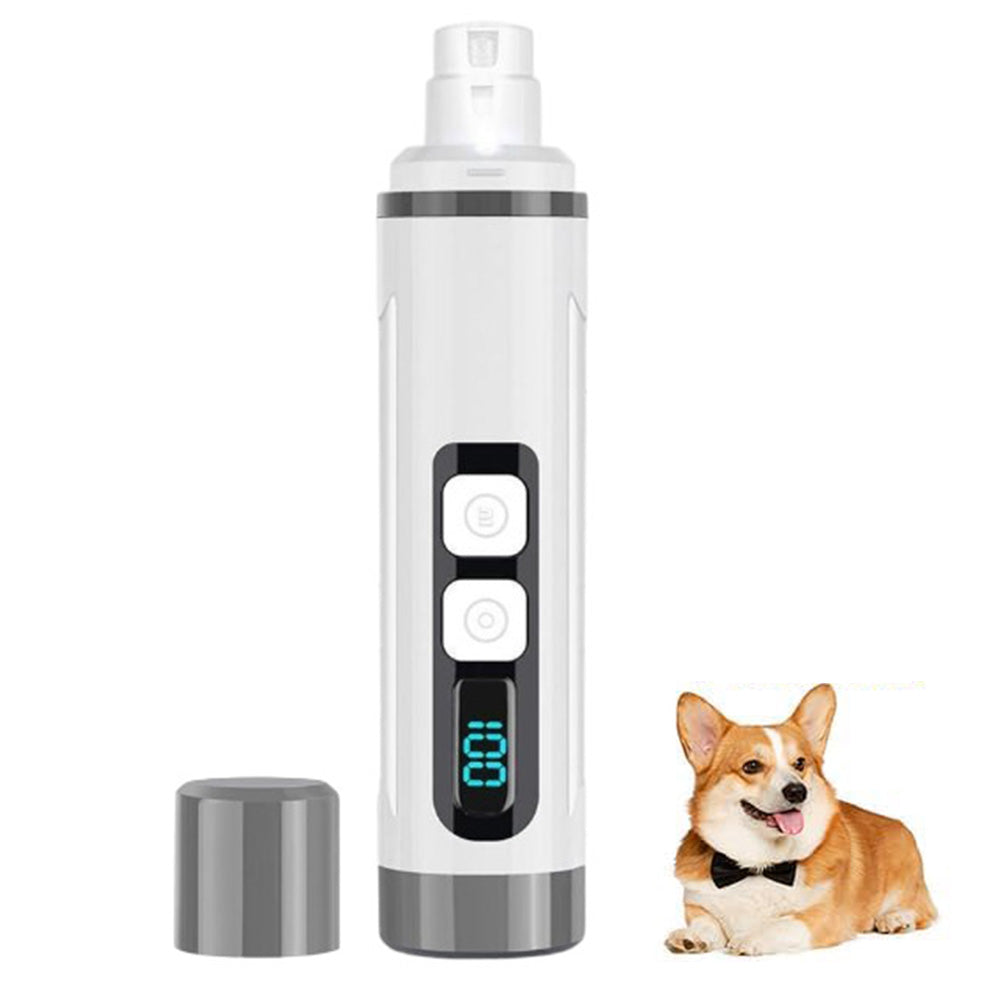 Pet Nail Grinder with LED Light Rechargeable Dog Cat Nail Trimmer Grey