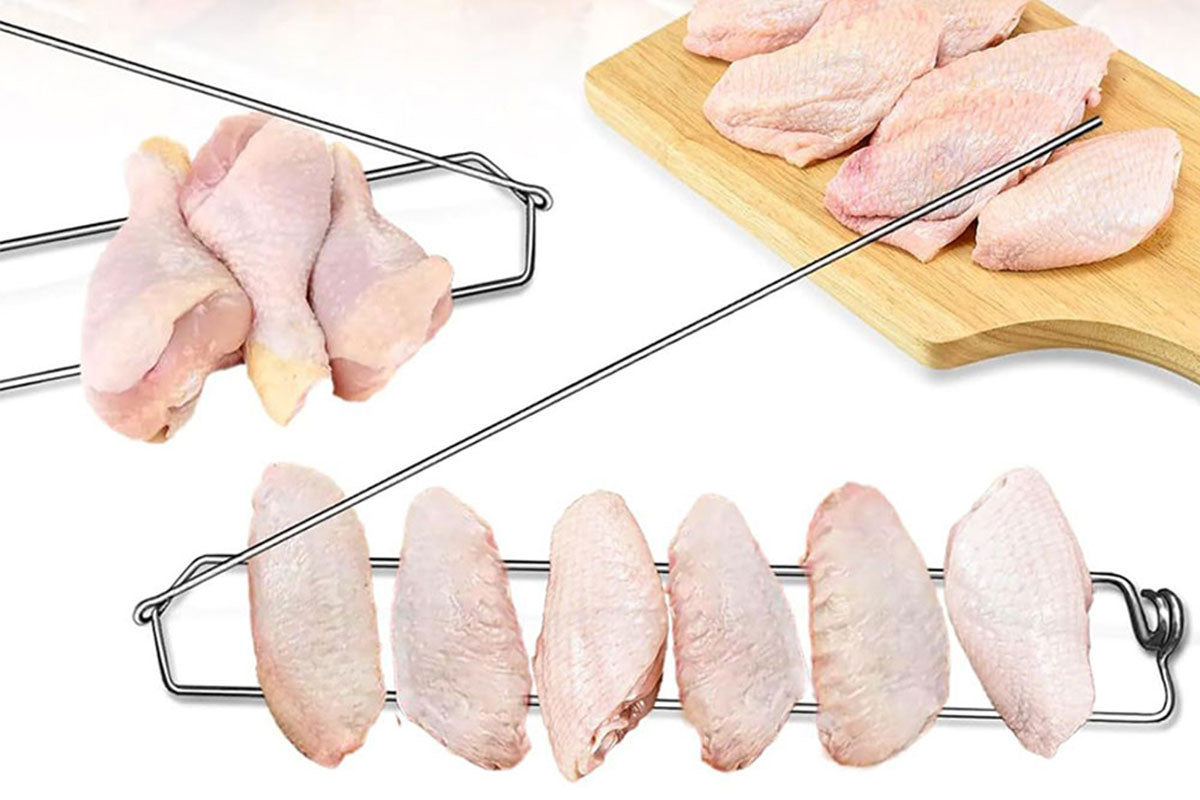 4Pcs Chicken Wing BBQ Fork Metal BBQ Grilling Fork Chicken Wing Grilling Rail