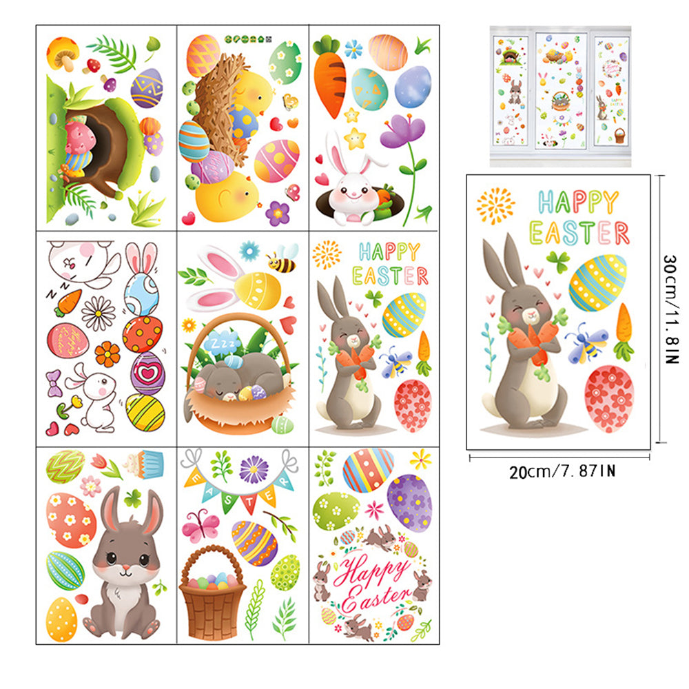 Double Sided Printed Easter Window Cling Stickers Easter Bunny Decal Home Decor -Style 4