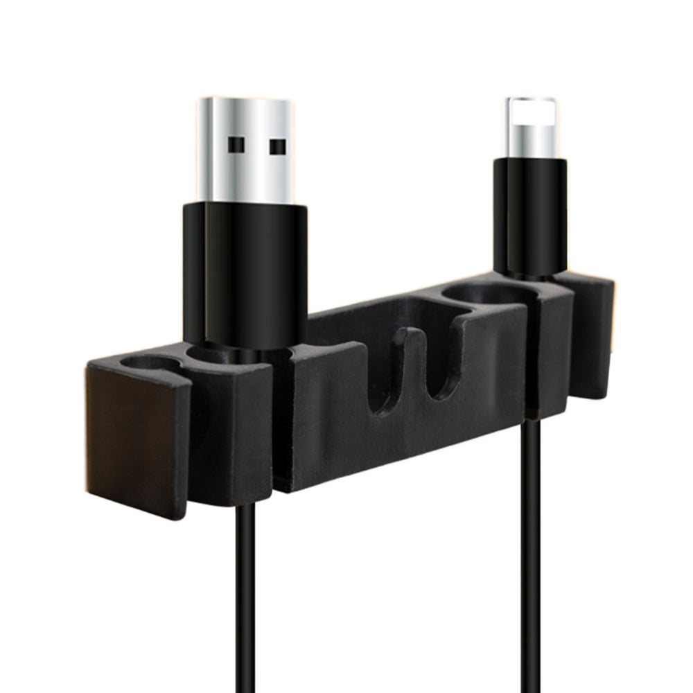 5Pcs Punching Free Black Cable Organizer Holder