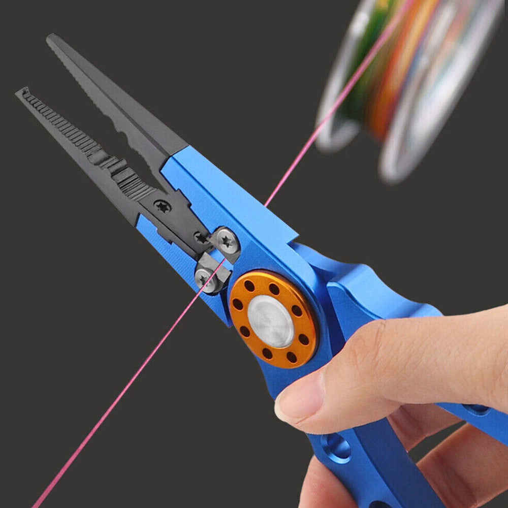 Aluminium Fishing Pliers Hook Remover Line Cutting Mono Braid Fish Gripper Blue
