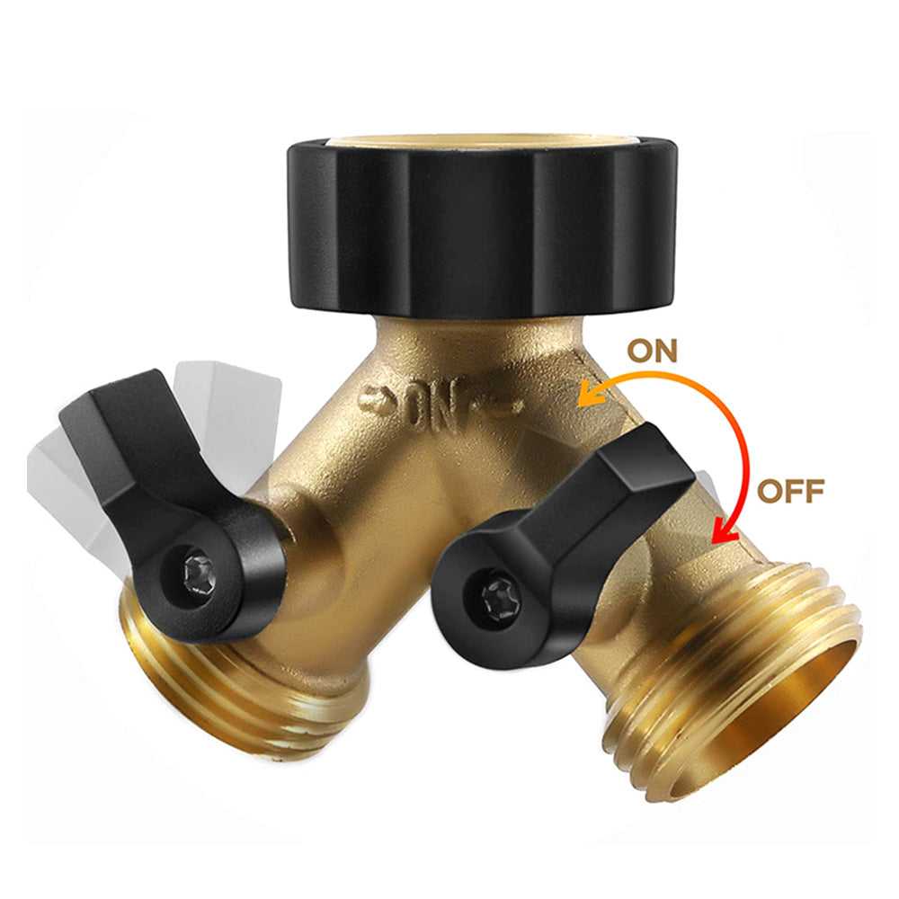 2-Way Brass Hose Splitter Y Type Garden Hose Connector