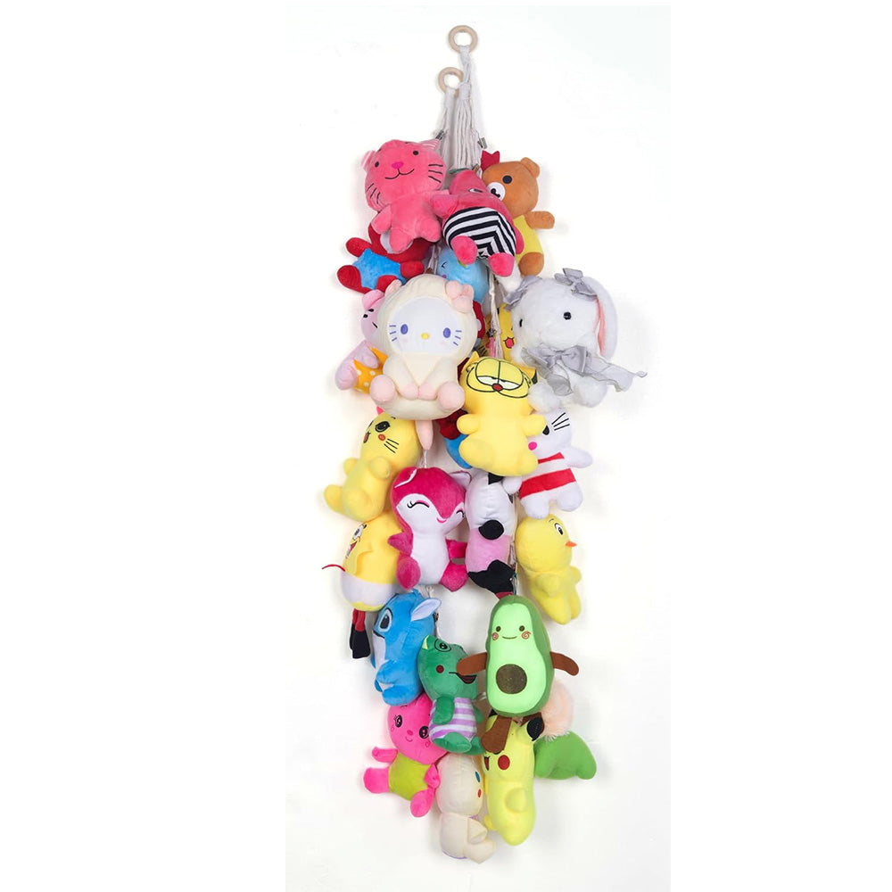 Hanging Storage Chain with 20 Metal Clips for Stuffed Toy Boho Plush Animal Hammock Corner for Room Decor