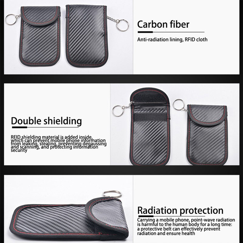 2 Pack Set Car Key Shielding Cases Keyless RFID Blocking Bags