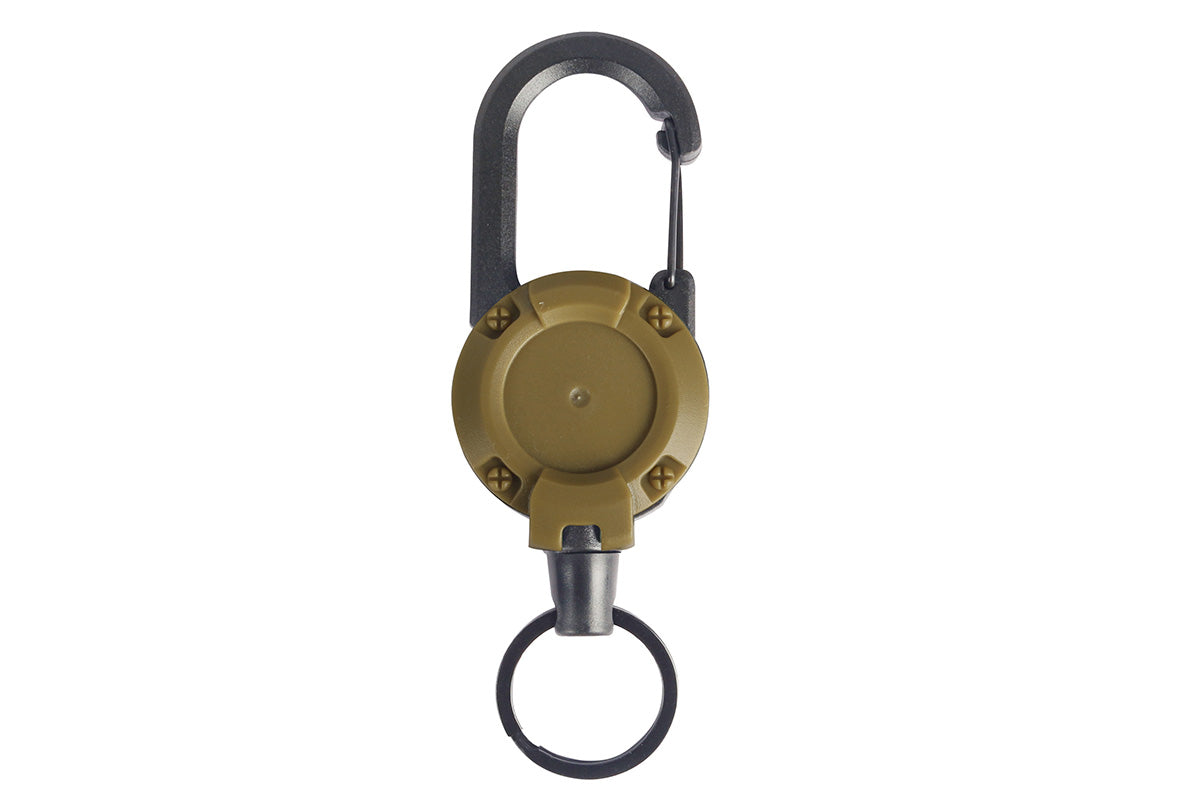 Retractable Keychain Carabiner Badge Holder - Khaki