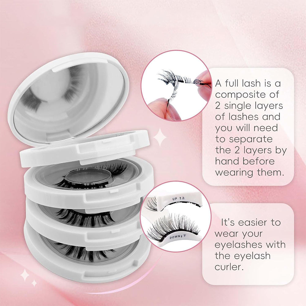 4 Pairs of Reusable False Eyelashes with Tweezers Easy to Wear Eyelashes Kit Style 1