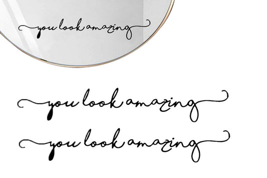 2Pcs You Look Amazing Mirror Decal Vinyl Decal Mirror Bathroom Wall Decals Decor-Black