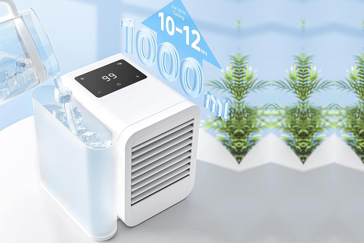 2Pcs Portable Air Conditioner Cooling Fan Evaporative Colourful Air Cooler with 1000ml Water Tank