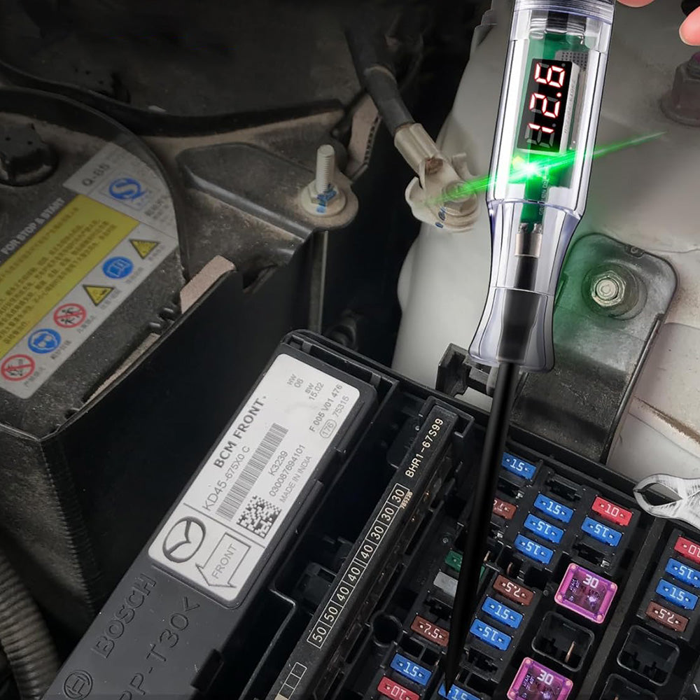 3V 6V 12V 24V Electrical Circuit Voltage Tester with Digital Display for Auto Car LED Light Test Probe Pen Black