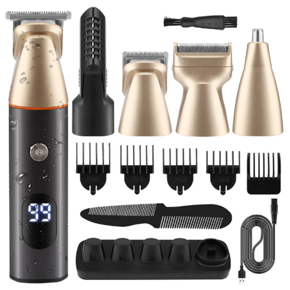 Electric Hair Clippers Kit Cordless Hair Trimmer for Body Facial Gold and Black