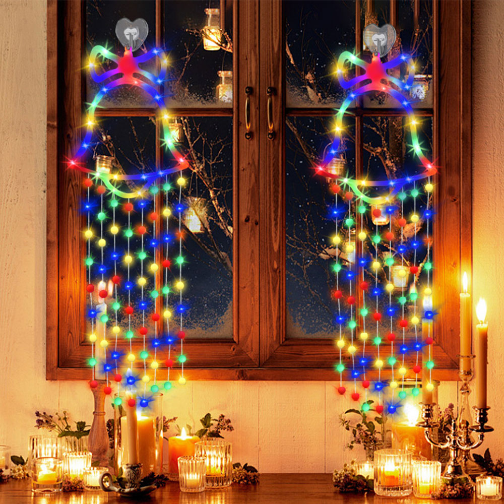 2Pcs Christmas Hanging Bell Light 8 Modes Colorful Bell Light Xmas New Year Decor