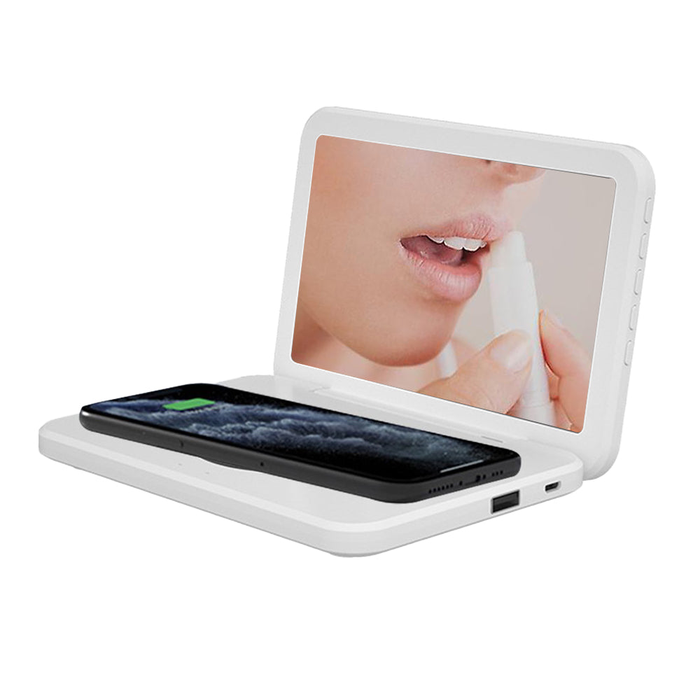Digital Thermometer Alarm Clock Electric Wireless Charger for Wireless Charging Phone White