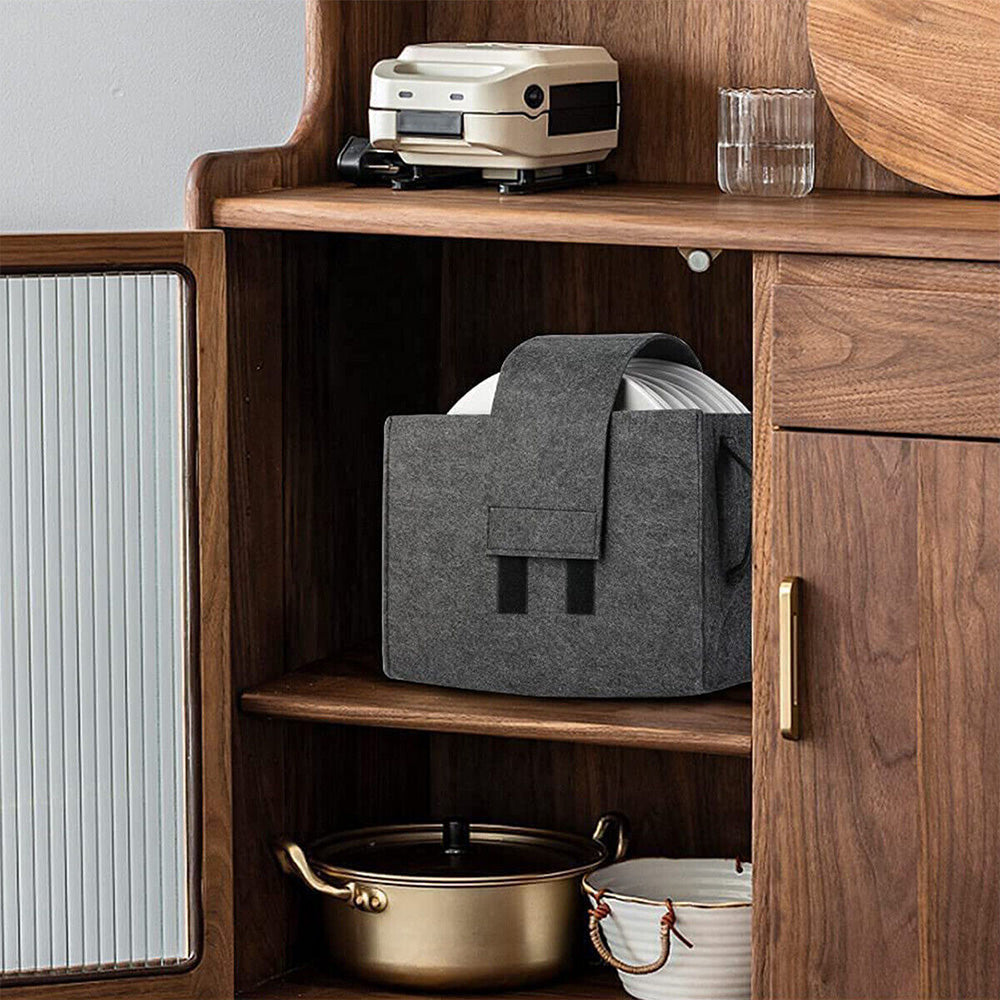 Felt Plate Holder Storage Bag Tableware Organizer for Camping Picnic