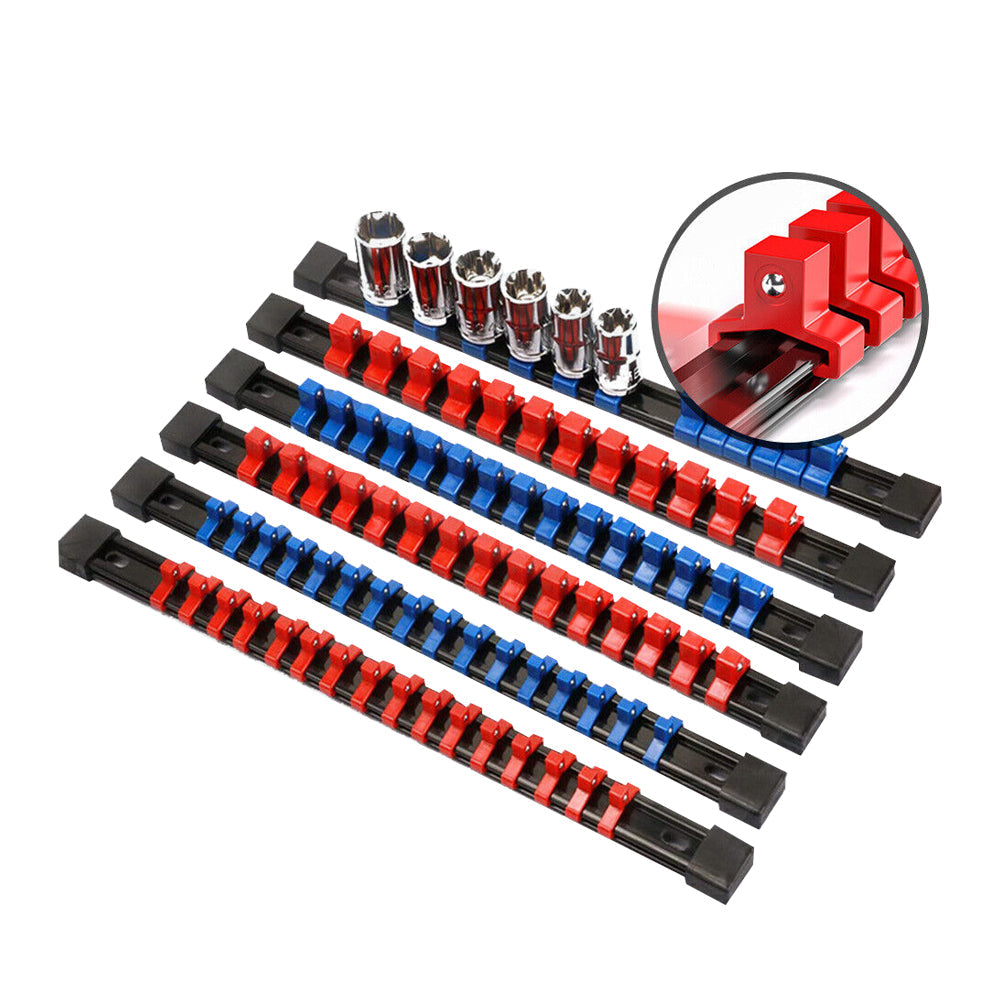 6Pc Socket Holder Sockets Storage Rail Rack Organizer Mountable Sliding Tray Rack Tool Rail Holder