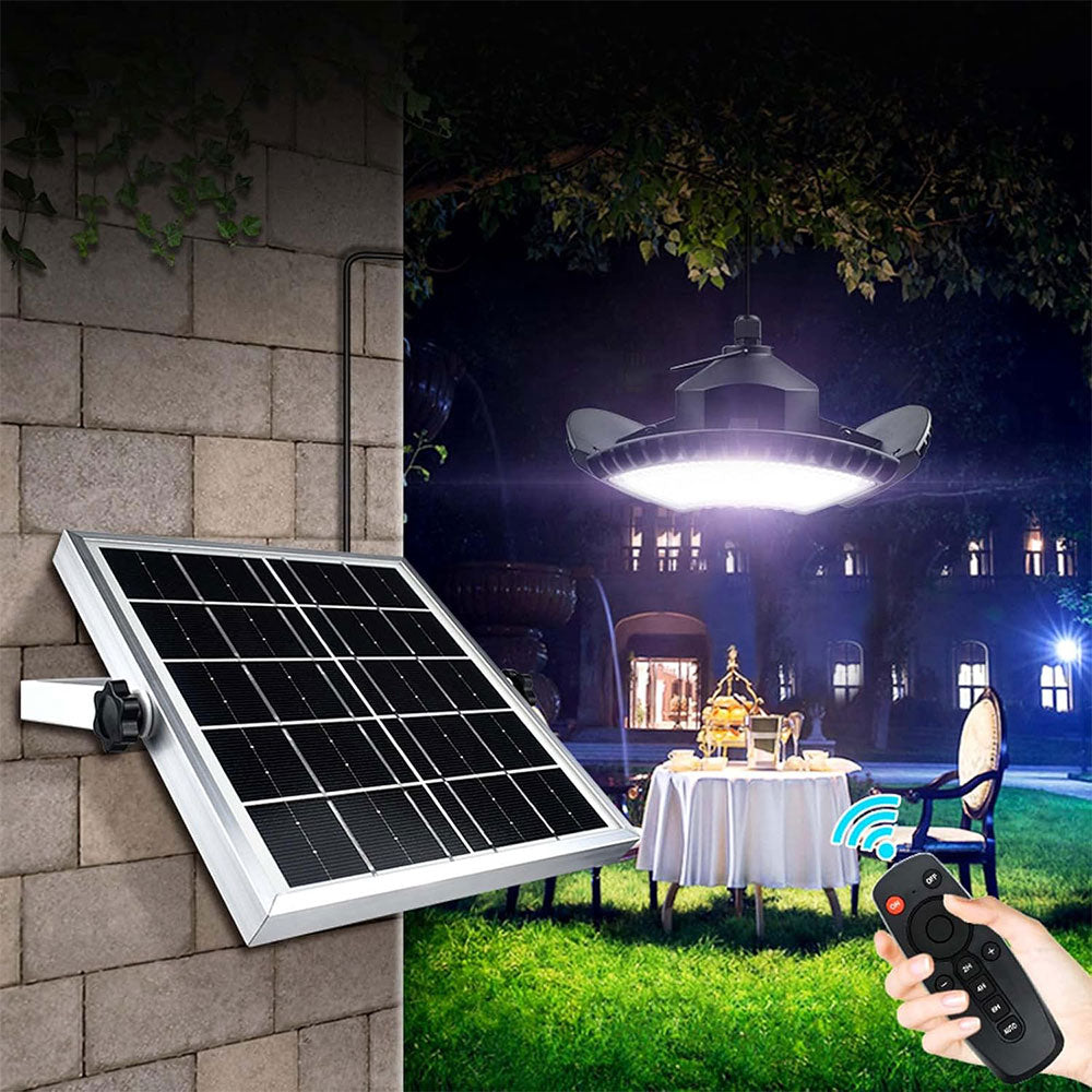 Solar 3 Modes Pendant Lights Dimmable Hanging Light with Remote Control for Barn Gazebo Yard Style 2