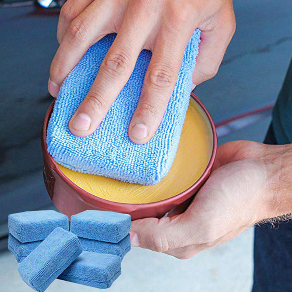 8PCS Microfiber Cleaning Pad Car Wash Sponge for Effortless Wax/Detailing/Polishing
