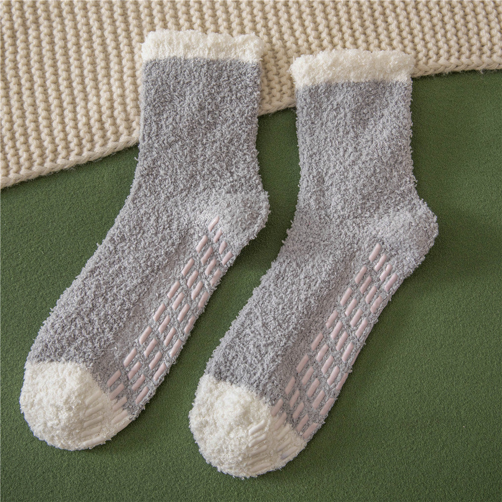 4 Pairs of Anti-Slip Winter Warm Socks with Grips for Women