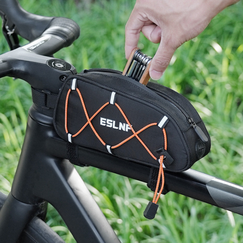 Bike Frame Bag Bicycle  Front Top Tube Storage Bag with Reflective Ropes for Road Cycling