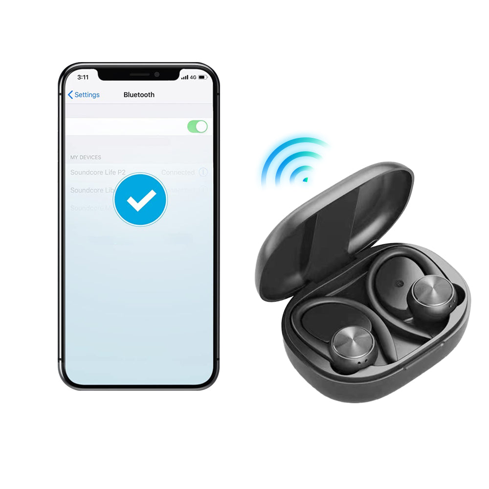 Wireless Bluetooth Earphones Ear Hoop Headphones Sport Gym Earbuds with Mic