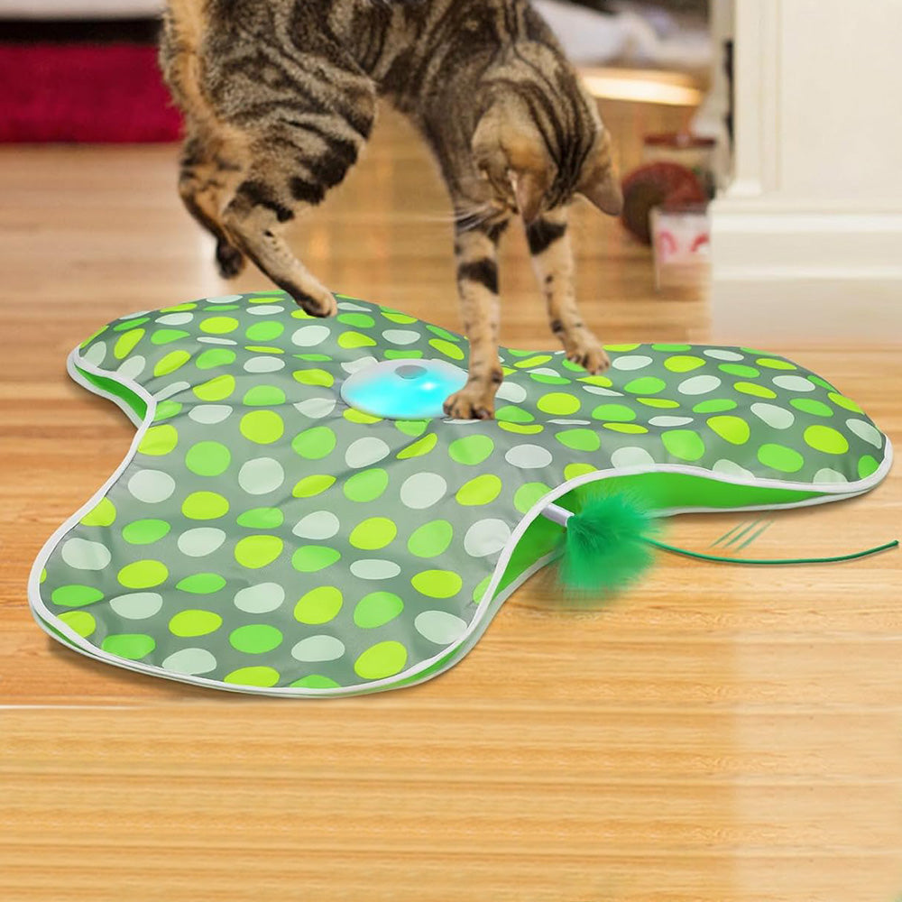 Automatic Interactive Cat Toy with Moving Feather and Sound for Indoor Play Green