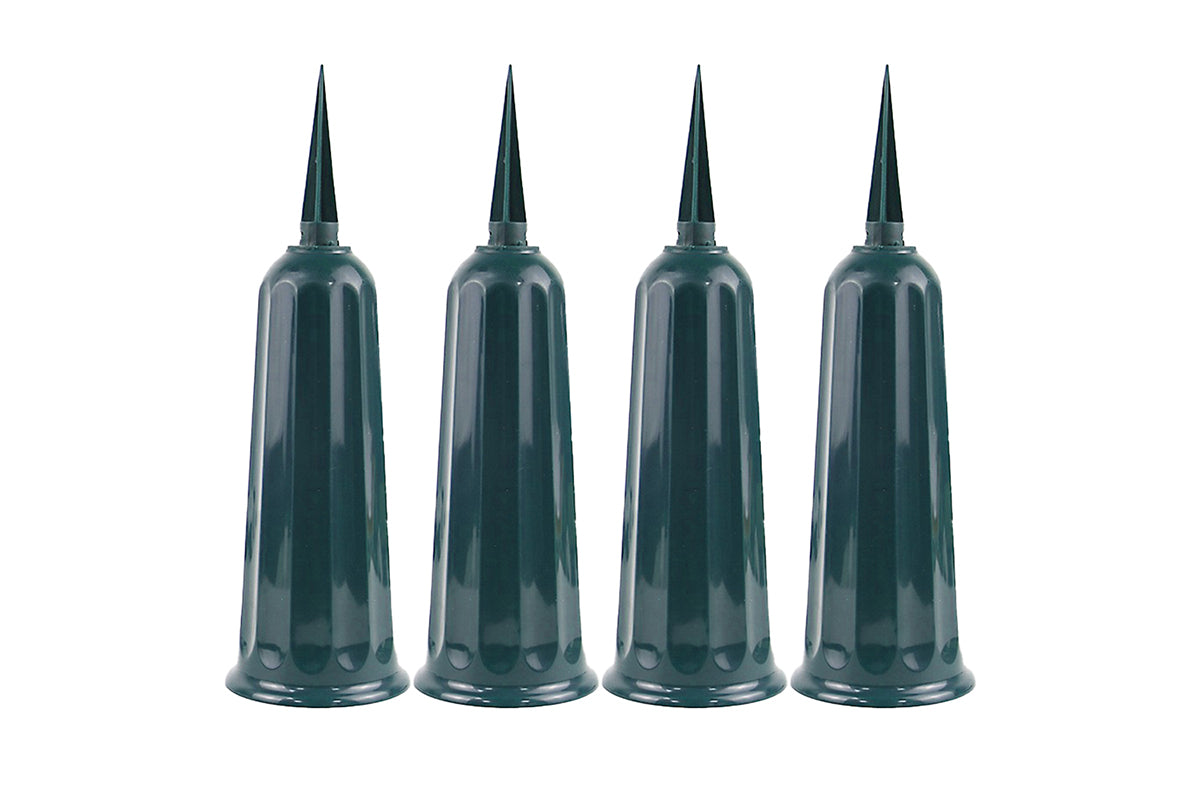 8Pcs Grave Ground Stake Vase Cemetery Memorial Vase with Spikes Resin Cones Flowers Holder-Green