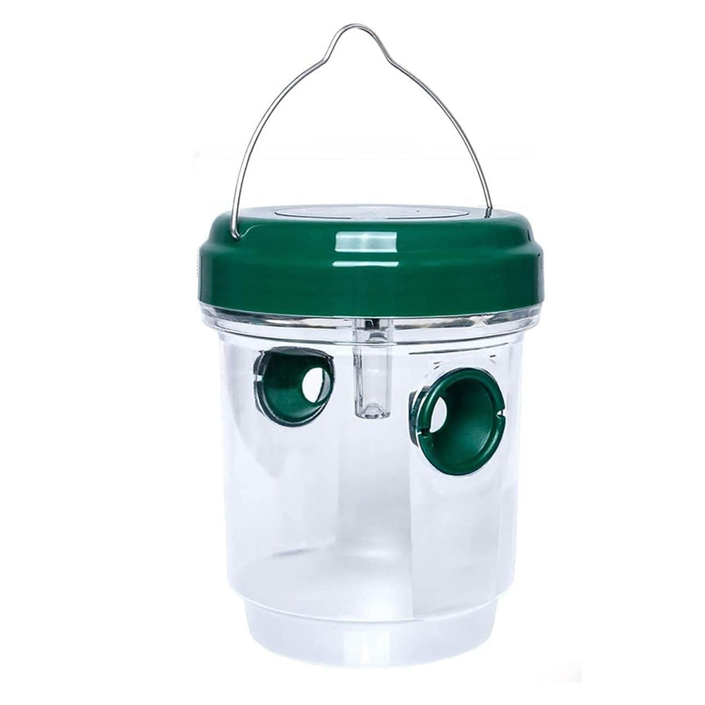 2 Pack Solar Powered Wasp Traps Outdoor Hanging Carpenter Bee Catchers Green