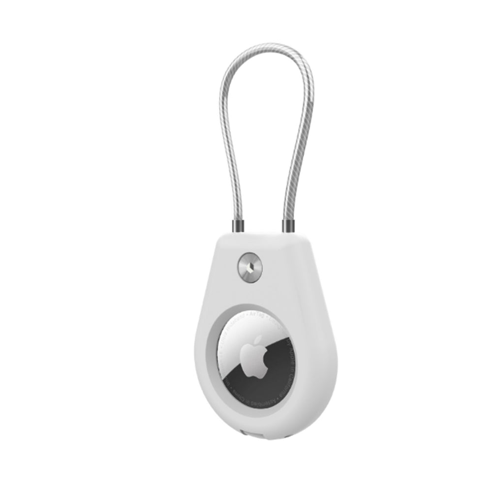 2Pcs For Apple AirTag Holders with Keychain AirTag Cases for Keys Luggage Pet White