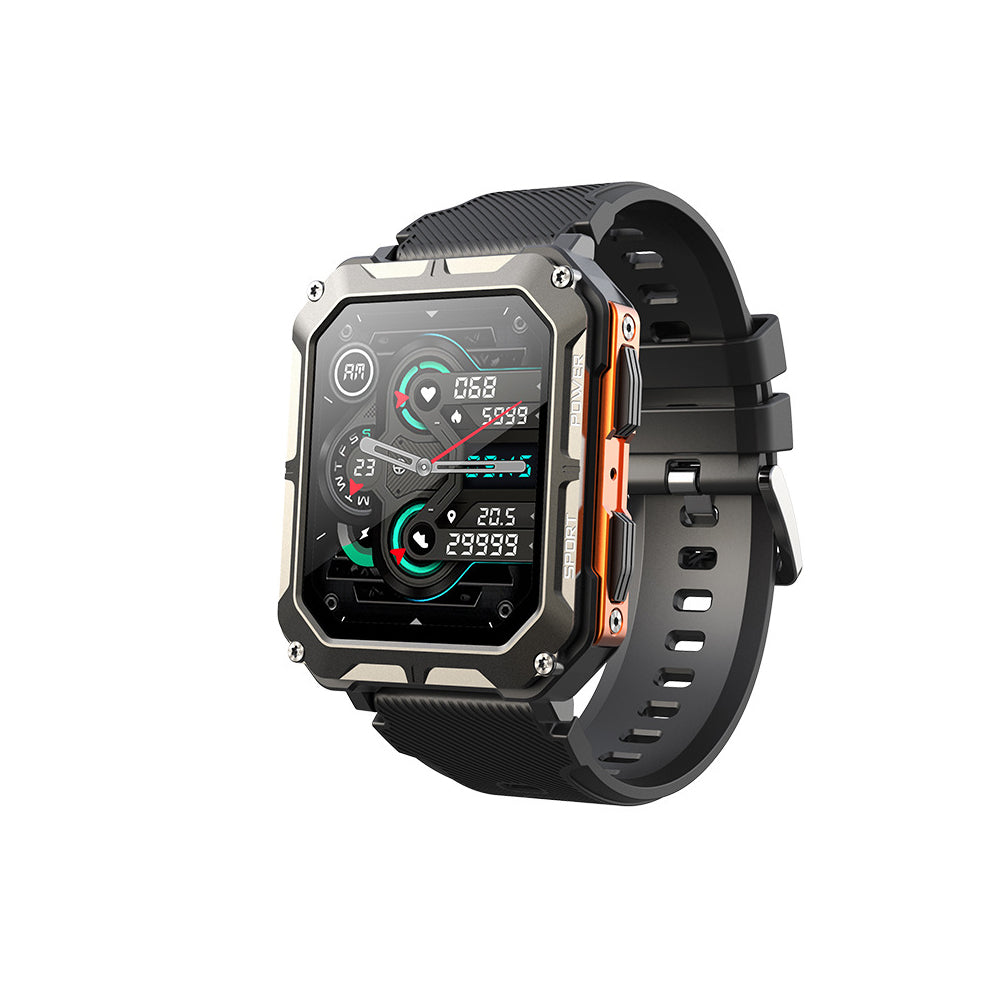 Military Smart Watches for Men Bluetooth Tactical Outdoor Sports Fitness Watch Tracker Compatible with Android iOS Orange
