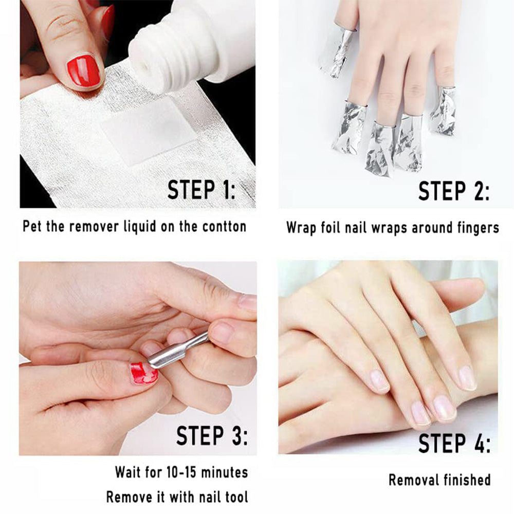100Pcs Nail Polish Remover Gel Nail Foil Wraps Aluminium Soak Off Finger Nail Polish Removal Tools with Cotton Pad